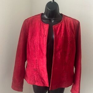 Chico’s Suede Open Front Jacket.Pro